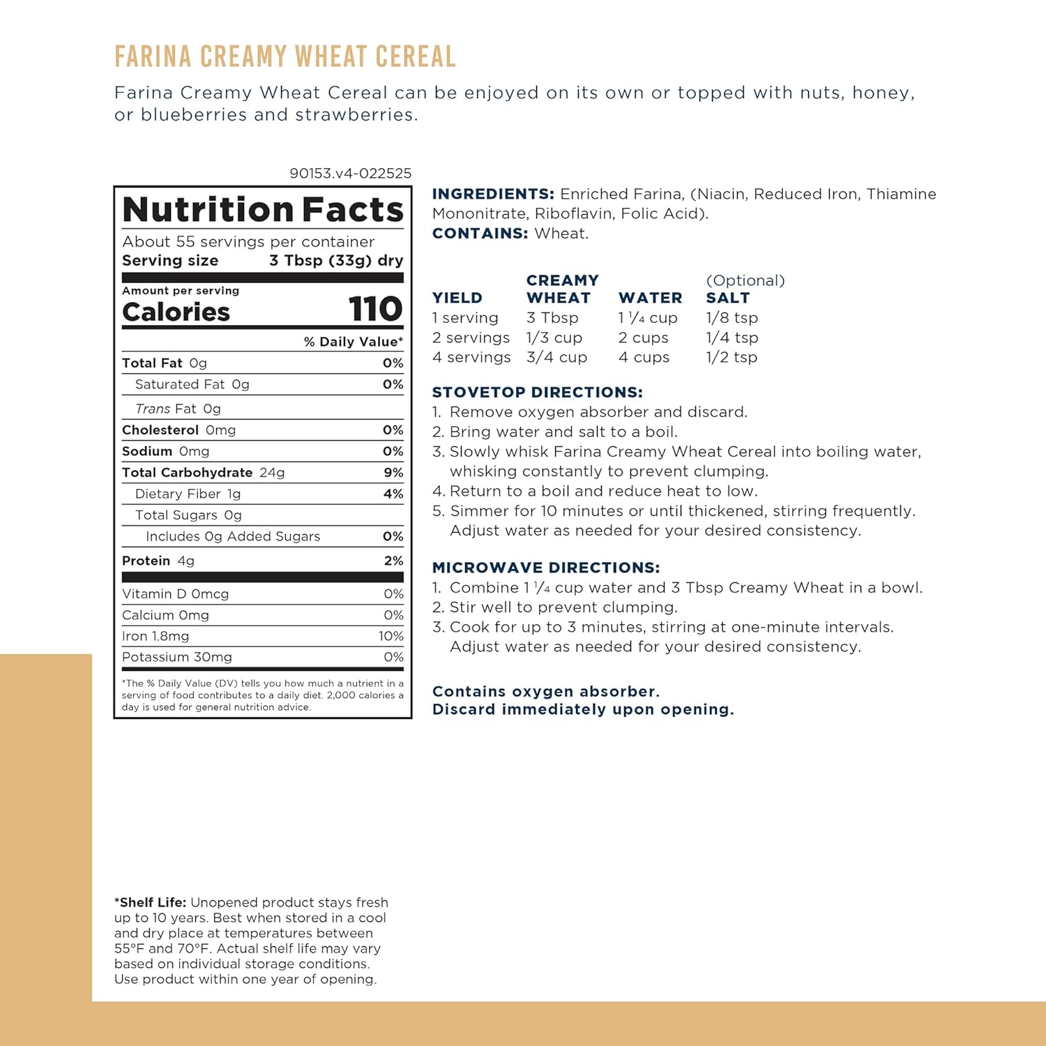 creamy wheat cereal emergency food supply creamy wheat cereal emergency food supply